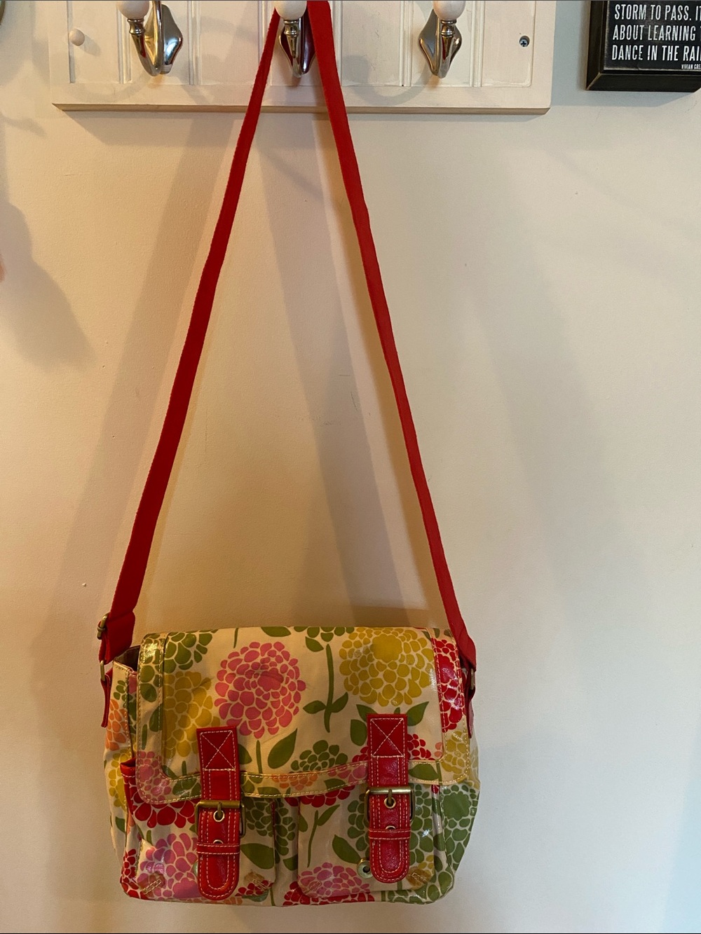 Boden Cross Body Floral Oil Cloth Messenger Bag